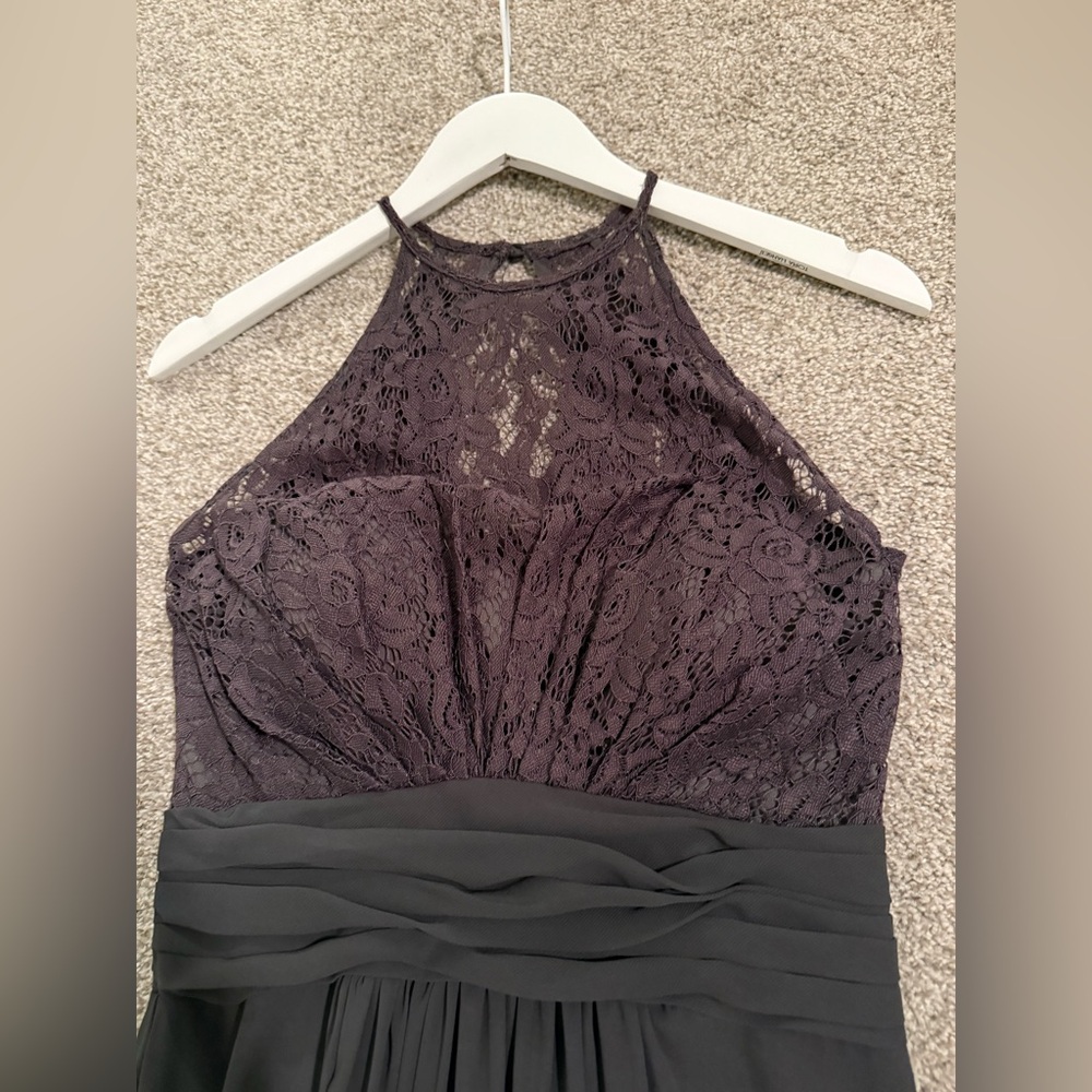 Bill Levkoff Charcoal Halter Gown